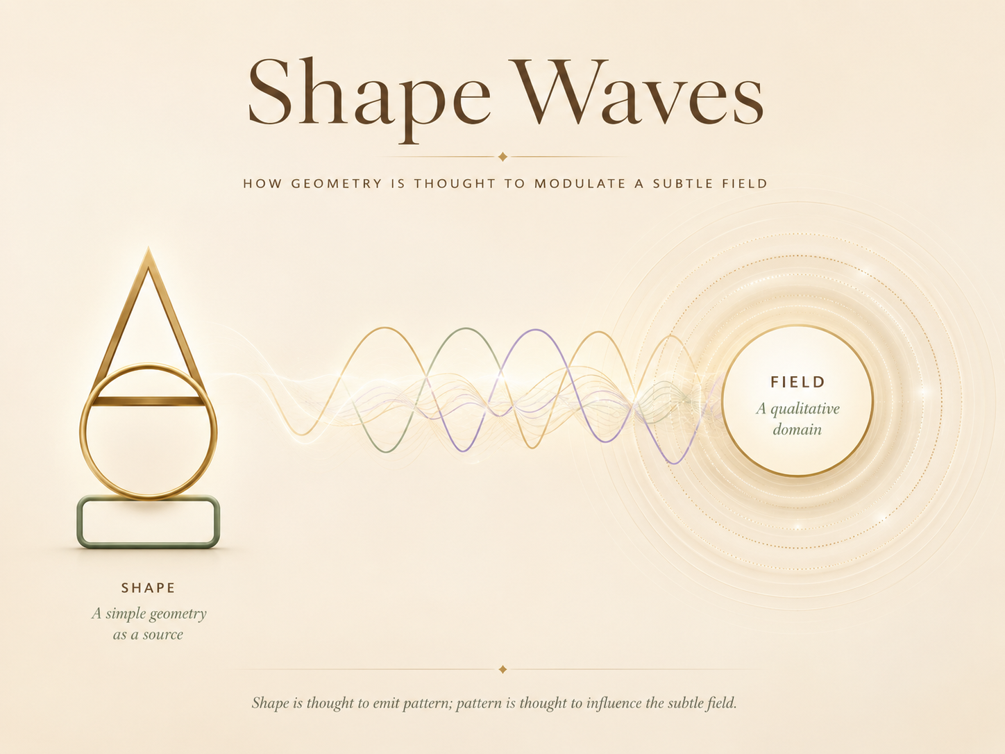 Illustrazione concettuale sulle onde di forma e sul campo sottile